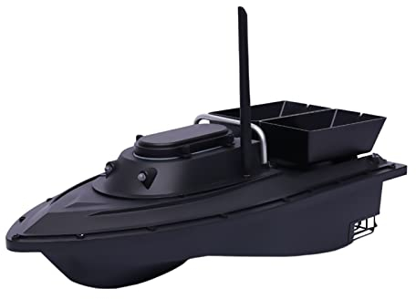 MEHOOSPVN 500M Köderboot Futterboot, 1,5KG Beladung Fischköder Boot Köderboot Boot zum Angeln Fischfinder Doppelmotor Schiffsboot Doppeltes Köderfach mit LED-Navigator-Licht mit Fernsteuerung, Schwarz