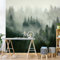 Bilderwelten Fototapete Wald 144 x 144 cm Waldtapete Tannenwald im Nebel Natur Selbstklebende Tapete Wandtapete Wanddekoration