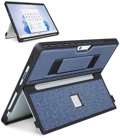 SSSGRGB Schutzhülle für Microsoft Surface Pro 11/10/9/8, 33 cm (13 Zoll), mit Stentabdeckung, Handschlaufe, All-in-One, robuste Hülle, kompatibel mit Tastaturen, Marineblau
