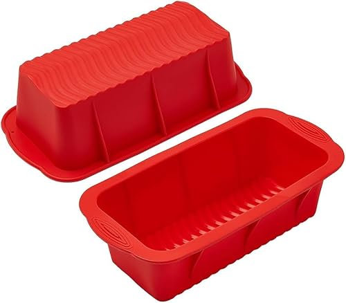 2PCS Silicone Loaf Tins, Mini Bread Baking Pans, Non Stick Rectangular Silicone Cake Tin for Baking Cake, Toast, Brownies and Loaves - 25x12.5x6.6cm