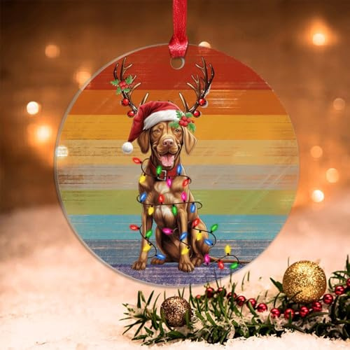 Swavecat Vizsla Weihnachtsgeweih Weihnachtsschmuck für Baum LGBTQ Gay Pride Hund Acryl Weihnachtsschmuck Vizsla Xmas Dog Xmas Tree Decorations Dog Gift Gay Xmas Decor