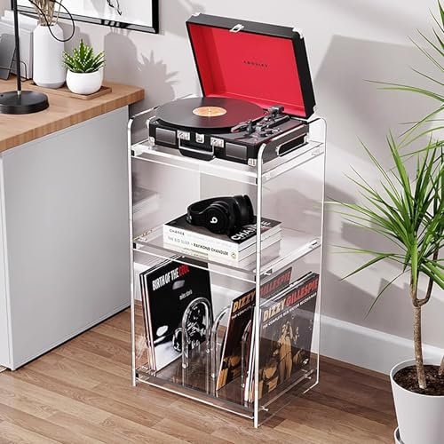 Elitix HiFi Rack Plattenspielerständer Aus Acryl mit Vinyl-Aufbewahrung, AV-Komponenten-Medienständer, Stereo-Schrank, Audio-Video-Turm, Audio-Rack-Komponente/Medienregal(Style B)