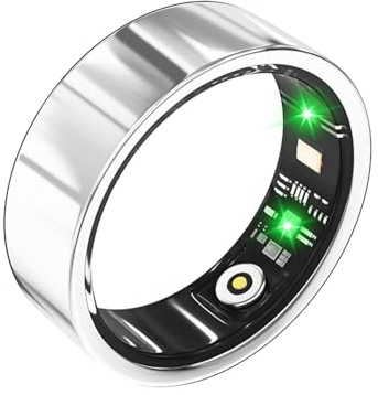 Smart Ring for Men Women with Heart Rate Monitor Blood Pressure Oxygen Waterproof Calorie Counter Step Counter Health Ring IP68 Silver #12