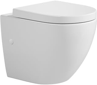 sanicomfort Cozy Wand-WC erhöht – spülrandloses Hänge-WC mit 45,5 cm Sitzhöhe & Absenkautomatik, weiß