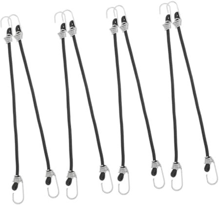 GARVALON 8pcs Elastic Bungee Cords Hooks for Bike Rack Luggage Straps Binding Rope for Motorcycles