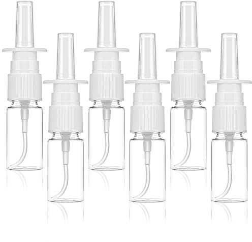 Larrel 6 PCS Nasal Spray Bottle, Small Portable Nose Spray Bottle Plastic Refillable Nasal Sprayer Container Rhinitis Care Sprayer for Home-Made Saline Nasal Perfume (Clear) 10ml