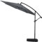 Warmiehomy 3M Garden Cantilever Parasol with Single 60L Base Outdoor Banana Overhanging Parasol Umbrella 8 Sturdy Ribs with Crank Mechanism for Outdoor Sun Shade, Dark Grey