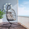 Lishetimig Hanging Egg Chair with Stand, Outdoor Indoor Swing Chairs, Rattan Foldable Hammock Chair Include Comfortable Cushion Headrest, 350LBS Capacity for Patio, Garden, Bedroom, Balcony (Grey)