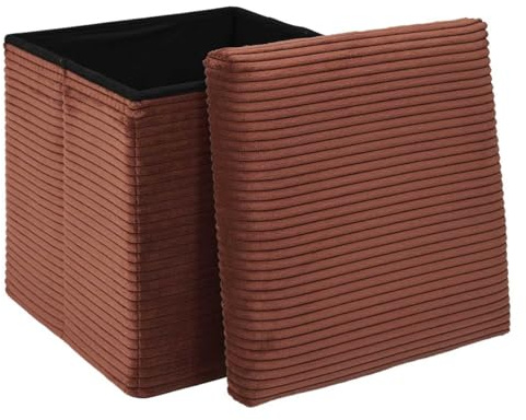 HowHomely Pouf Hocker Sitzhocker Puff mit Stauraum 38x38x38 cm rot Aufbewahrungsbox faltbar gepolstertideal für Wohnzimmer Schlafzimmer Flur Büro Diele