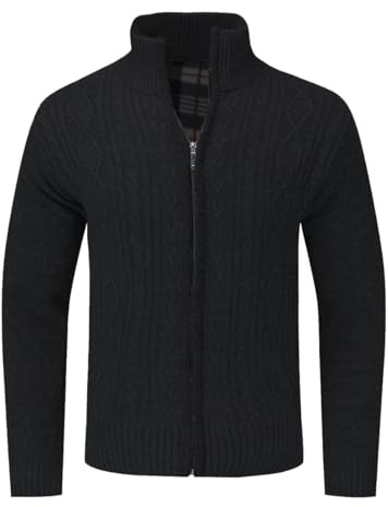 Allthemen Herren Strickjacke mit Reißverschluss Trachtenjacke Strick Casual | Sweatjacke, Cardigan, mit Stehkragen, Fleecejacke, Winter Warm, Knitted, Business, Pullover