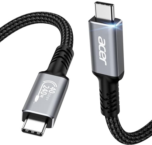 acer USB 4 Kabel für Thunderbolt 4/3, 8K HDR Video Dispaly/40Gbps Datenübertragung/240W PD Aufladung, USB C auf USBC Kabel für iPhone 15 16 17,Macbook,iPad,iMac,Studio Dispaly,SSD,eGpu,Dock usw.-1m
