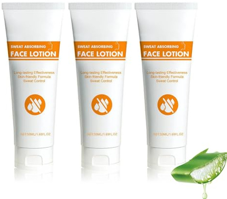 Sweat Absorbing Face Lotion - Schweißreduzierende Gesichtspflege für Stirn & Kopfhaut, Mattierende Formel bei Öliger Haut, Nicht Fettende Lotion für Männer & Frauen (3PC, 150ml)