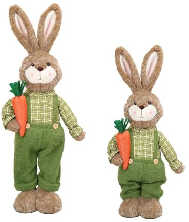 Generisch Osterhasen Figuren, Plüsch-Osterhase Deko-Figur mit Teleskopbeinen, Niedlich Ostern Deko Hase Moderne Frühlingsdeko Osterschmuck für Tisch, Zuhause Wohnzimmer (1pcs Grün)