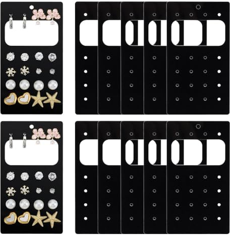 OLYCRAFT 12 Stück Acryl Ohrring Display Karten 20 Löcher Schwarz Ohrringe Organizer Tragbarer Ohrring Halter Schmuck Organizer Halter Präsentationsständer für Zuhause Reise Stecker Ohrringe Schmuck