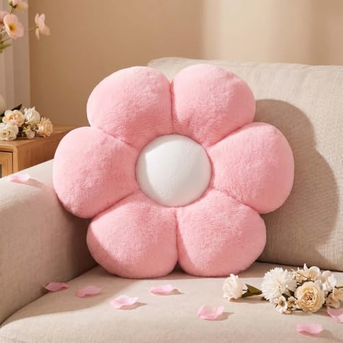 APLOS Blumenkissen, Rosa Blumen Deko Kissen Aesthetic Bodenkissen, Sitzkissen Kinder, Kissen Tatami Blumenförmiges Plüsch Sitzkissen-Dekor, für Car Bett Sofa Chair Room Dopamin Decor Geschenke (40cm)