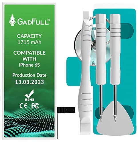 GadFull Akku für iPhone 6S | 2025 Baujahr | Reparaturset mit Anleitung & Ersatz Klebestreifen Set | ohne Ladezyklen | Qualitäts Erzatzakku | Funktioniert mit alle original APN |Accu Batterie Battery
