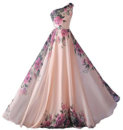 emmarcon Abito da Cerimonia Donna Damigella Vestito Lungo Elegante Floreale da Festa Party (50-52)