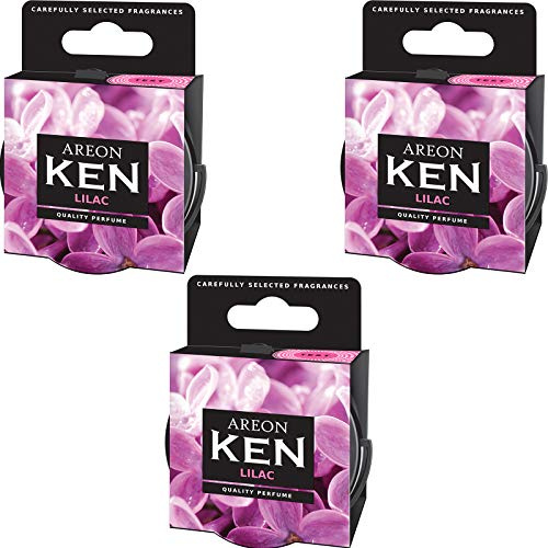 AREON Ken Car Air Freshener Lilac Flower Scent Home Tin Can Mini Top Up Adjustable Vented Lid 3D Multi Pack Set of 3