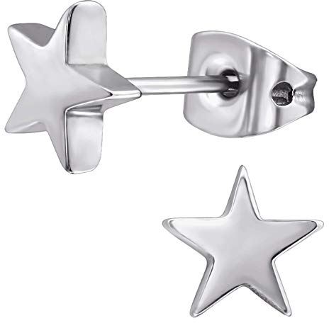 EYS JEWELRY boucles d'oreilles pour dames étoiles Titane argenté clou d'oreilles femme