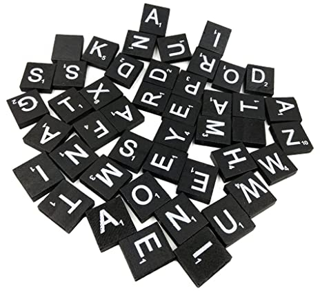 Unbekannt 100 STK. Holz Alphabet Fliesen Schwarze Buchstaben Zahlen Set