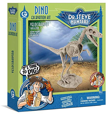 Uncle Milton 91031 Dr. Steve Hunters – Dino Dig Ausgrabungsset – Velociraptor – 14 Teile – Onkel Milton wissenschaftliches Lernspielzeug, Mehrfarbig