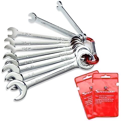 SPEEDWOX Mini Wrench Set SAE Ignition Wrench Set 10 Pcs 5/32-7/16 Inches Open End and Box End Standard Combination Wrench Spanner for Assembling Furniture Small Equipment Auto