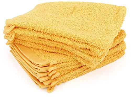 Lot de 12 Gants de Toilette 16x21 cm Alpha Jaune Or