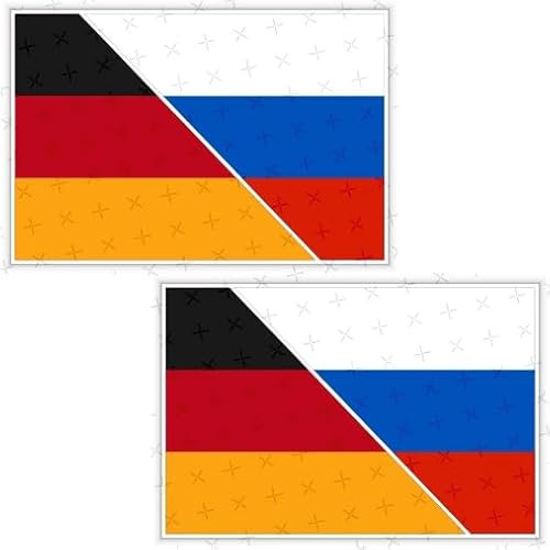 Vinyl-Aufkleber für Stoßstange, Deutschland-Russland-Flagge, 100 mm, 2 Stück