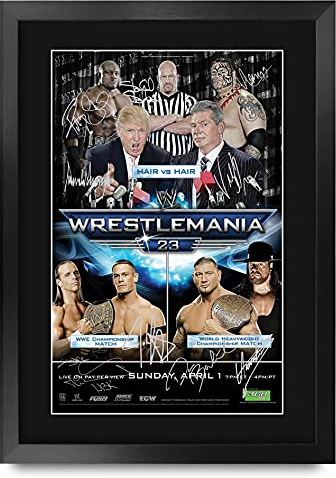 HWC Trading A3 FR WrestleMania 23 Programm-Plakat Der Cast Signed Geschenk GESTALTET A3 gedruckt Autogramm WWF WWE Wrestling Geschenke Fotobildanzeige drucken