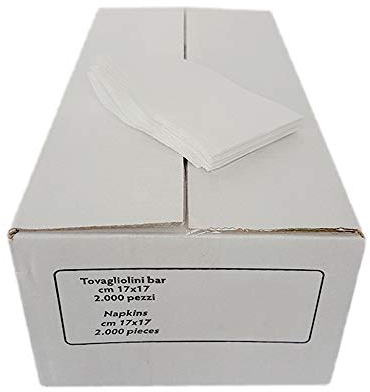 2000 Stück Papierservietten Bar, klein, gefaltet, weiß, lebensmittelecht, 17 x 17 cm