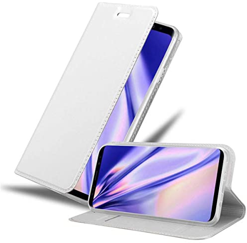 Cadorabo Hülle kompatibel mit Samsung Galaxy S9 Plus aus Premium Kunst Leder Flip Klappbare Stoßfeste Magnetische [Standfunktion] [Kartenfächern] Cover Hülle für Galaxy S9 Plus Tasche in Silber
