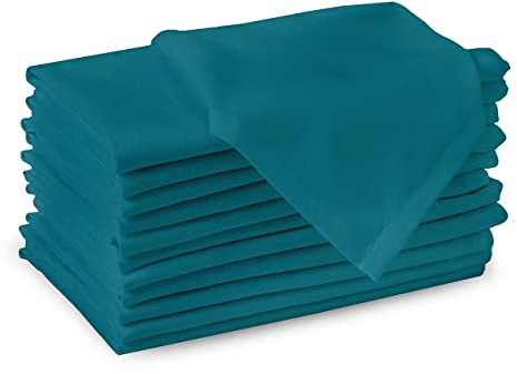 Encasa XO Baumwollstoffservietten | 12er-Set | Größe 43x43 cm | Azul Blue Volltonfarbe | Waschmaschinenfest