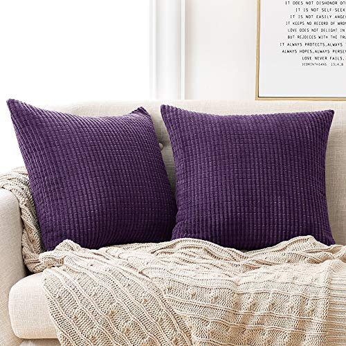 Deconovo Kissenbezug Dekokissen Kissenhülle Dekorative Zierkissenhülle Super Weich Kissenbezüge Decor für Sofa Couch Wohnzimmer, 50x50 cm, Royal Purple, 2er Set