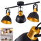 Deckenleuchte Borik, Deckenlampe aus Metall in Schwarz/Gold,3-flammig, mit verstellbaren Strahlern, 3 x E14-Fassung, Spot im Retro/Vintage Design, ohne Leuchtmittel, ohne Leuchtmittel