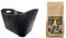 Metrox 4321901_99168 - Cesto in legno con palline di fuoco, 2,5 kg (cesto con rivestimento in similpelle e maniglie, durata 10 min, accensione per camino, prodotto naturale)