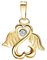 JEVELION Gold Engel-Herz-Flügel-Anhänger 333 Gold 8 Karat, Kettenanhänger für Damen mit Zirkonia.