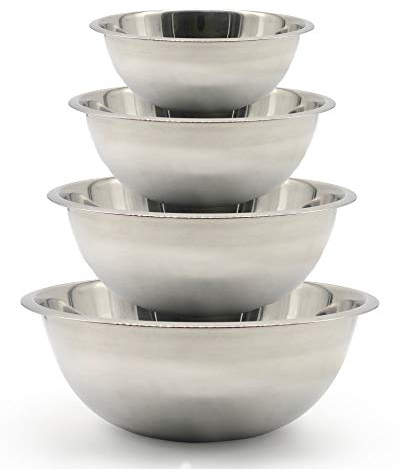 Set of 4 Premium Stainless Steel Mixing Bowls - Sizes 1.2L, 2.3L, 4L & 6.5L - Nesting for Space Saving Storage, Ideal for Cooking, Baking, Prepping.