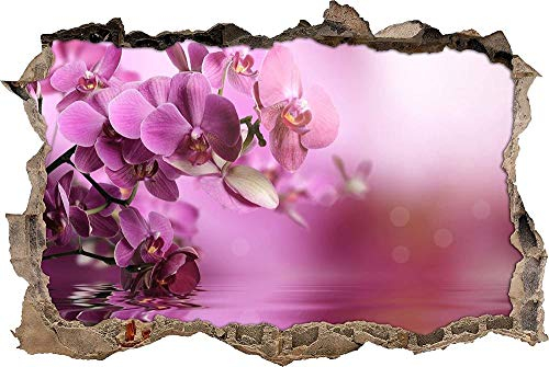 3D-Effekt Wandtattoo Aufkleber Durchbruch selbstklebendes Wandbild Wandsticker Stein Wanddurchbruch Wandaufkleber Tattoo,atemberaubende Orchideenblüten,Größe:80x125cm