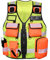 By Johanna Sicherheitswesten Einsatzweste Werkschutz Securityweste Kennzeichnungsweste Multifunktionsweste Schutzweste Reflektoren weste Reflektierend 202 Gelb Orange + 2Patch SAFETY