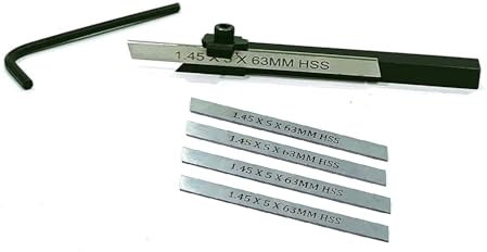 Mini-Schneidwerkzeughalter für Unimat, Seig, Emco, Proxxon, Grizzly kleine Drehmaschinen (Schaft 8 mm mit 4 Ersatzklingen))