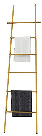 SJASD Porte-Serviettes à échelle Murale à 6 Niveaux avec Ventouse,Porte-Serviettes sur Pied,Échelle Porte-Serviettes Support en Métal, Support d'organisateur Polyvalent pour Salle de Bain,d'or