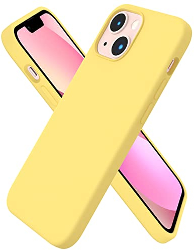 ORNARTO kompatibel mit iPhone 13 Mini 5,4 Silikon Case, Hülle Ultra Dünne Voller Schutz Flüssig Silikon Handyhülle Schutz für iPhone 13 Mini(2021) 5,4 Zoll-Zitronengelb