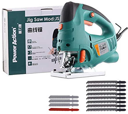 Toplionace Scie Sauteuse électrique 220V, Découpeuse de Scie à Chaîne Laser pour Outils électriques pour le Travail du Bois 800W avec Lame de Scie 12 Pièces