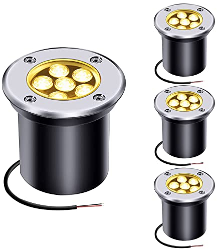 AHOTSUK 6W Bodeneinbaustrahler Aussen LED Bodenstrahler Garten wegeleuchten außen 12V 24V Landschaftsbeleuchtung IP67 wasserdicht für Aussen Wegbeleuchtung Garten Terrasse Treppen,Warmweiß