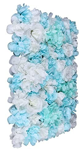RainWeel 12 x Künstlich Blumenwand Blaue Dahlie+Hortensie+Rose Kunstblumen Panel für Hochzeit Fotografie Hintergrund Dekor