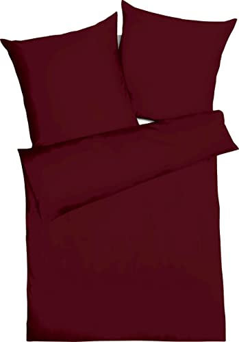 Kaeppel Mako Satin Bettwäsche Uni Burgund 1 x 80x80 + 1 x 155x220 cm