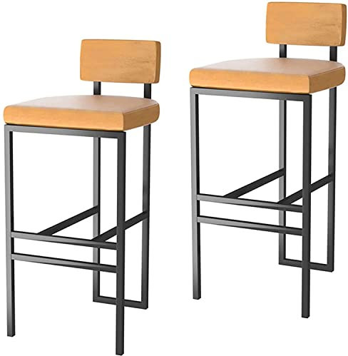 JYCCH Küchentheke Barhocker 2er Set Hochhocker Barstuhl Moderne Barschränke Stuhl mit bequemer Rückenlehne und Fußpedal für Wohnzimmer, Esszimmer, Küche (Orange 65cm)