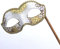 LADIES WHITE & GOLD VENETIAN MASQUERADE CARNIVAL PARTY EYE MASK ON A STICK - HAND HELD