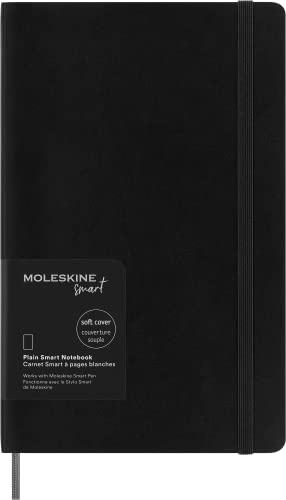 Moleskine Smart Notebook, Smart Writing System, Digitales Smart-Notizbuch mit Weichem Einband, Blanko-Seiten und Praktischem Gummizugverschluss, Großformat 13 x 21, Farbe: Schwarz