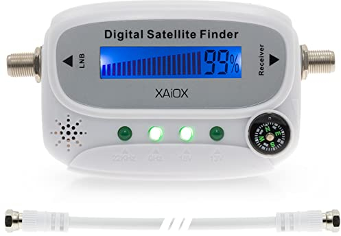 Digitaler Satfinder SF44 LCD - Digitale Leuchtanzeige, Signalton, Verbindungskabel - Satelliten Messgerät Ausrichten von Antennenschüsseln | Flachantennen + deutsche Anleitung